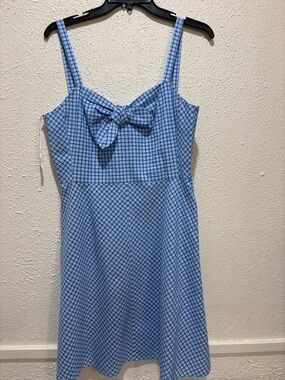 Blue Gingham Tie-Front Sundress